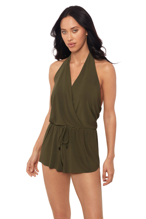 MagicSuit Solids Bianca One Piece Romper Swimsuit